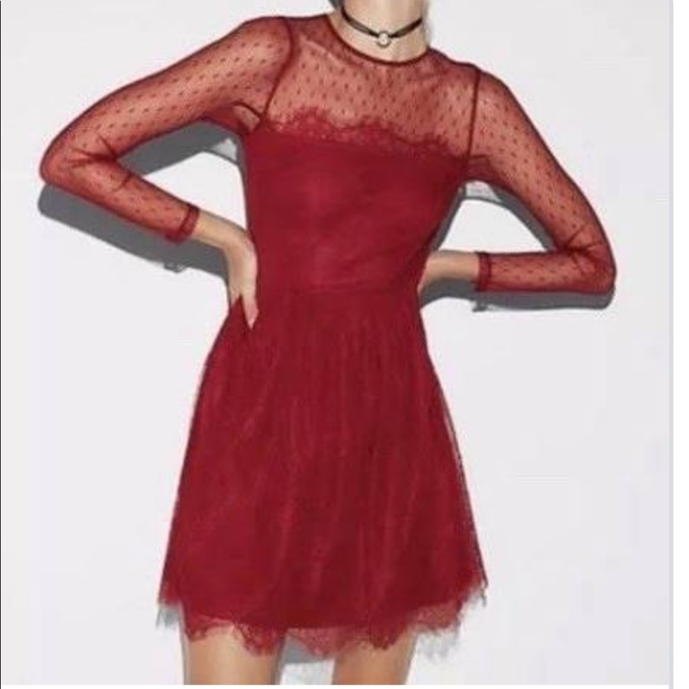 Express lacy red dress